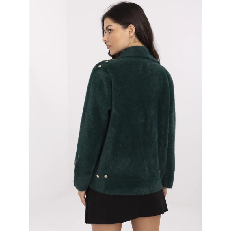 Sötétzöld, alpaka és gyapjú keverékből készült kabát