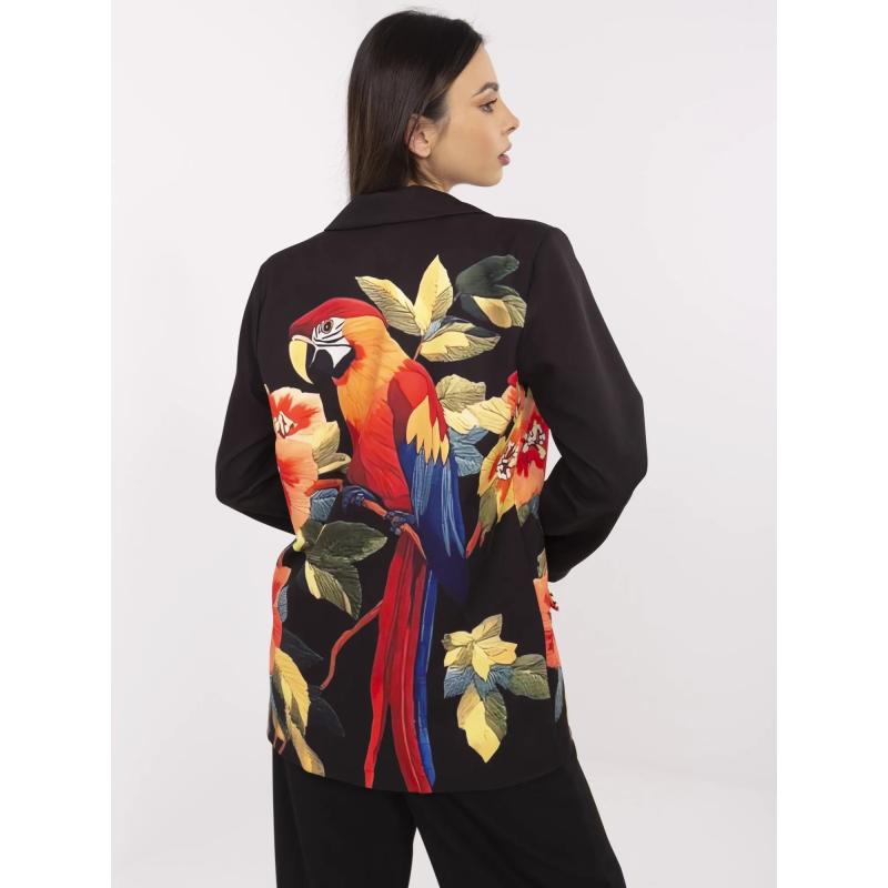 Černá dámská bunda s barevným potiskem