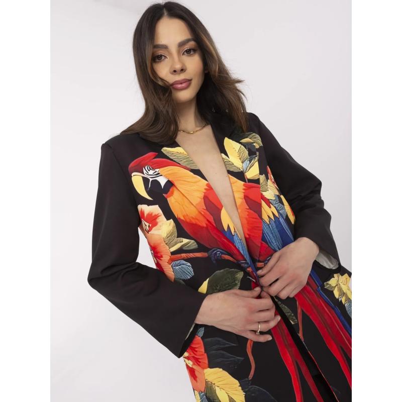 Černá dámská bunda s barevným potiskem