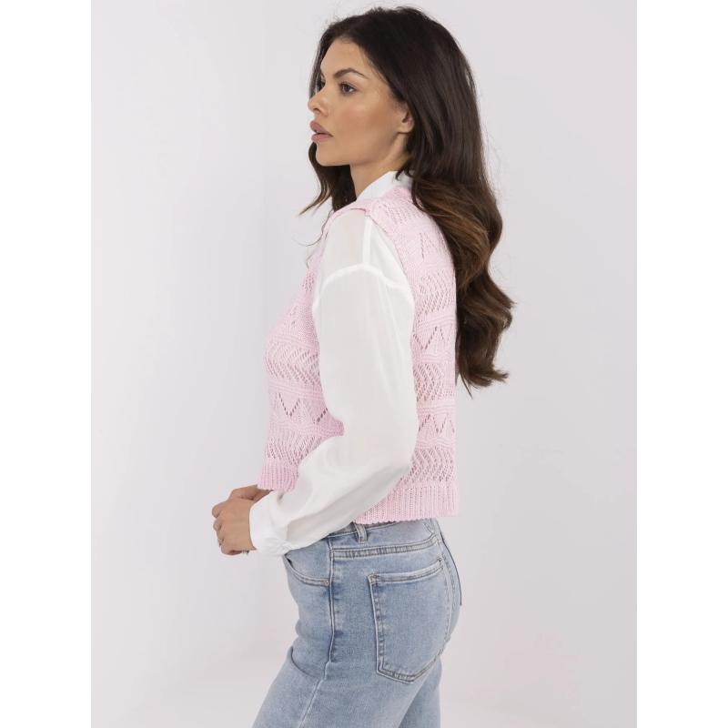 Pistáciový klasický svetr s výstřihem do V