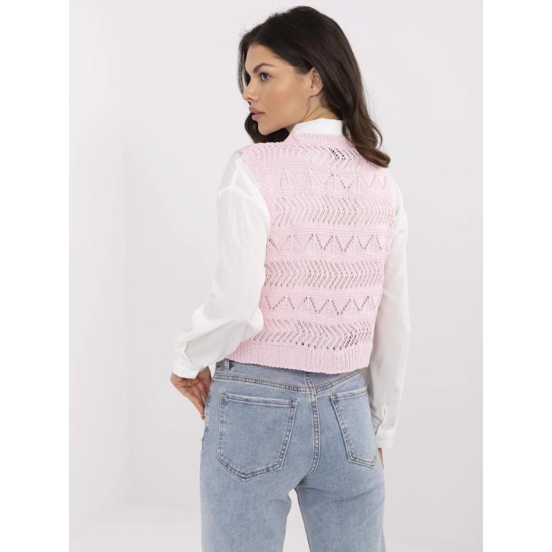 Pistáciový klasický svetr s výstřihem do V