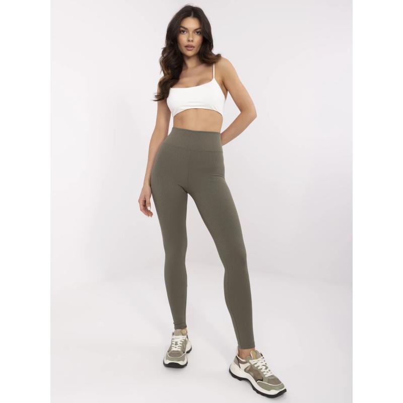 Khaki basic bavlnené športové legíny