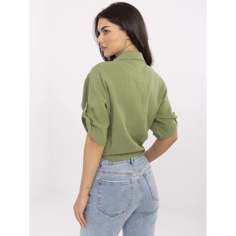 Khaki mušelínová košile s potiskem