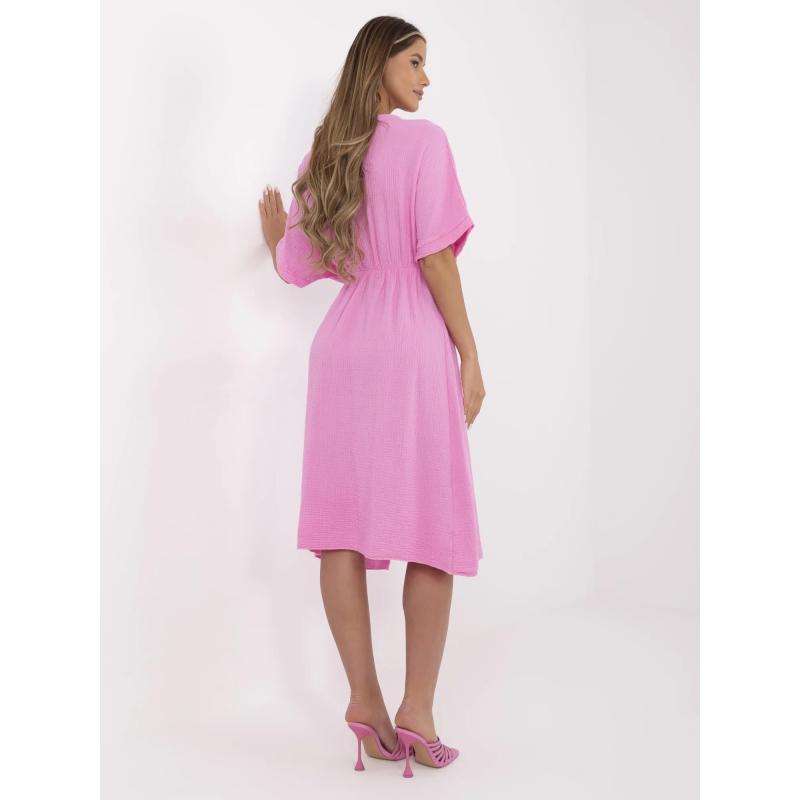 Ružové letné midi šaty z mušelínu