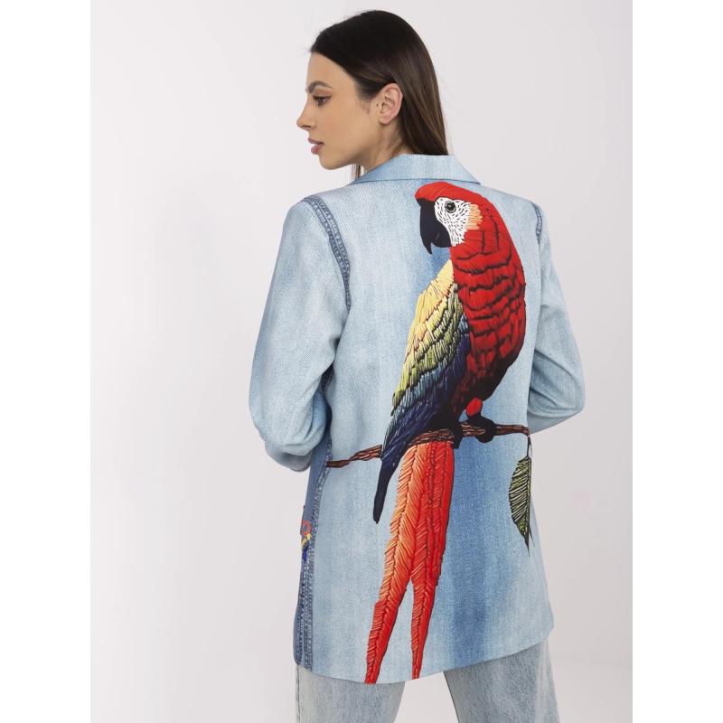 Modrý sako s tropickým potiskem