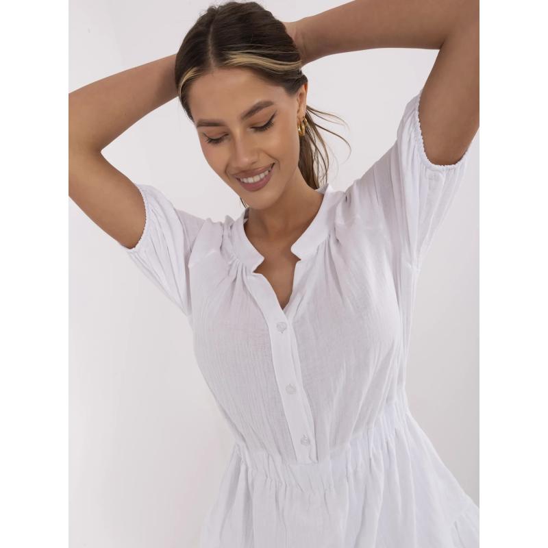 Biela mušelínová kombinéza s gumičkou v páse