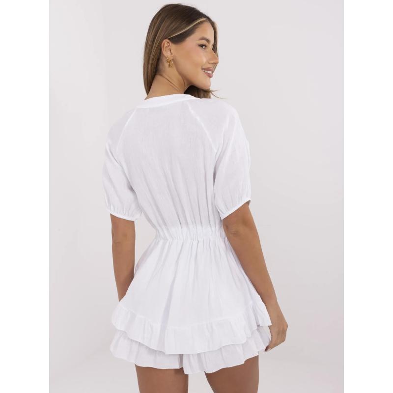 Biela mušelínová kombinéza s gumičkou v páse