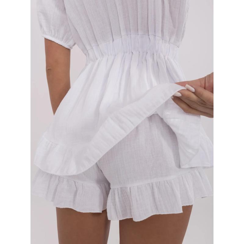 Biela mušelínová kombinéza s gumičkou v páse