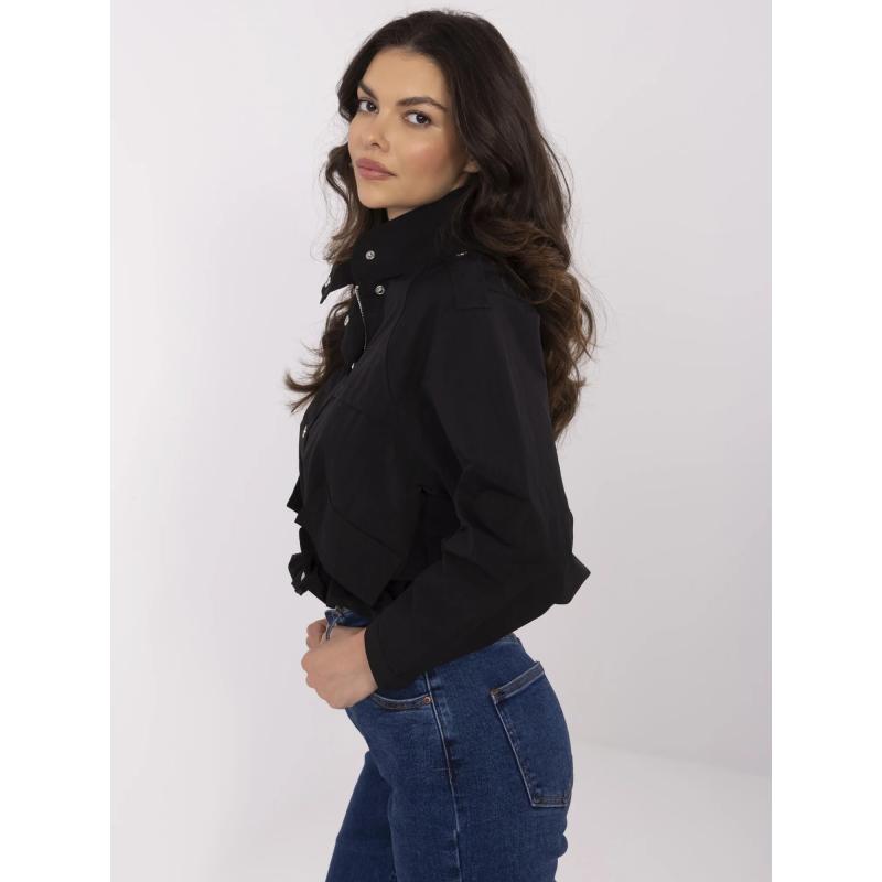 Čierna krátka bunda bez kapucne