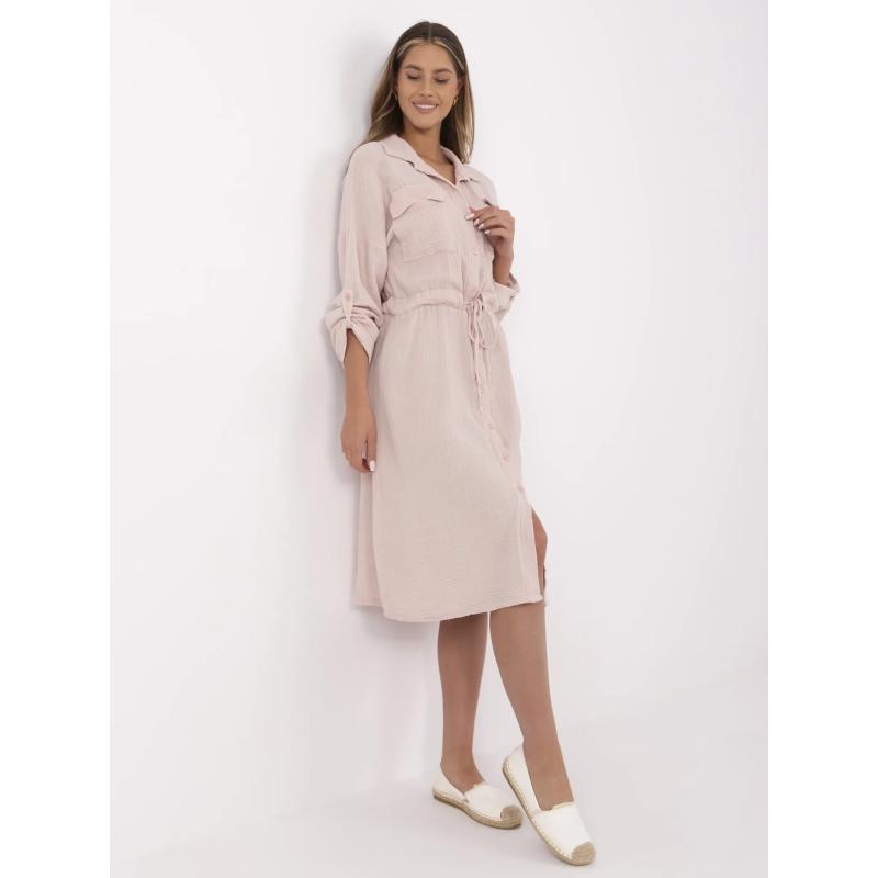 Světle růžové midi šaty z mušelínu