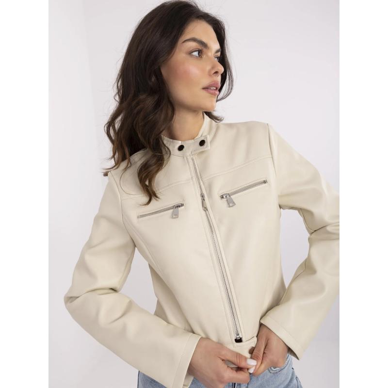 Béžová krátka bunda so zipsom