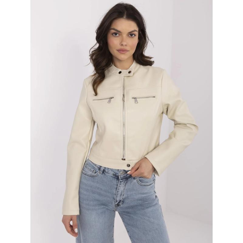 Béžová krátka bunda so zipsom