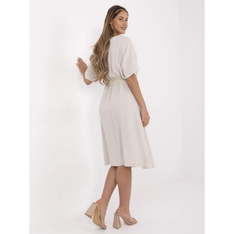 Béžové letní šaty z mušelínu