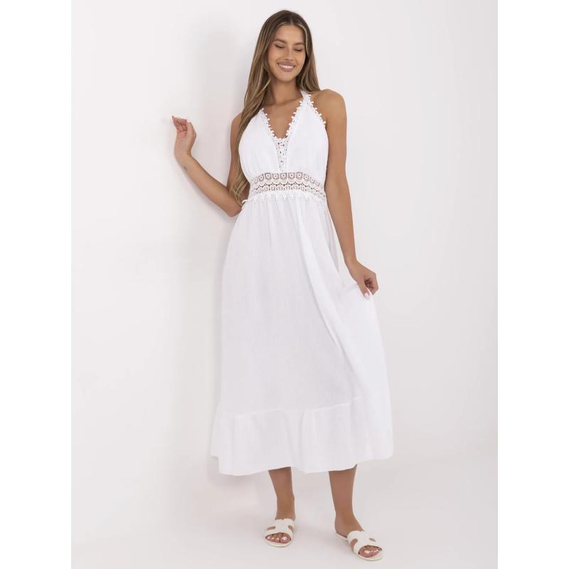 Bílé mušelínové šaty v boho stylu s krajkou