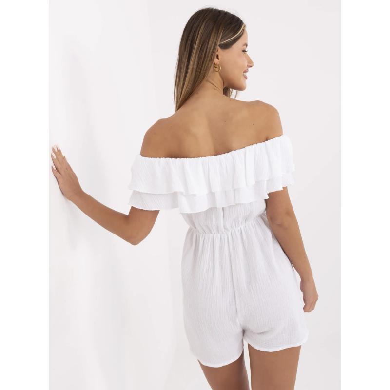 Fehér muszlin overall volánnal