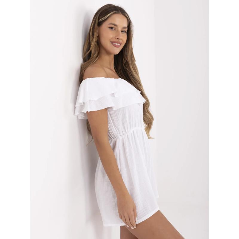 Fehér muszlin overall volánnal