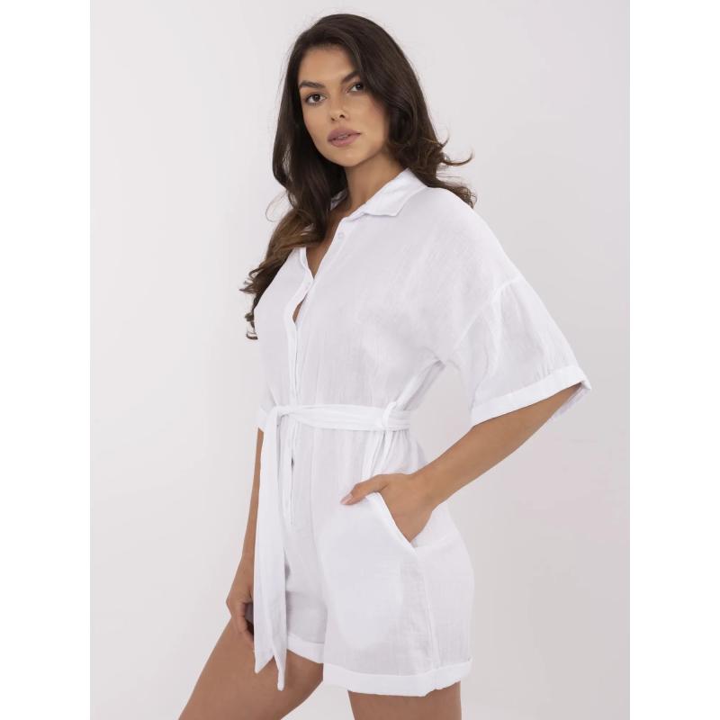 Fehér muszlin kombiné gallérral