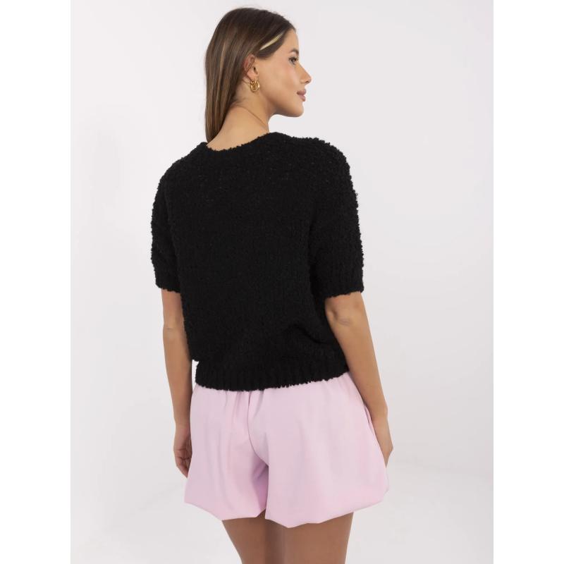 Fluorescenčný ružový dámsky oversized sveter s rolákom