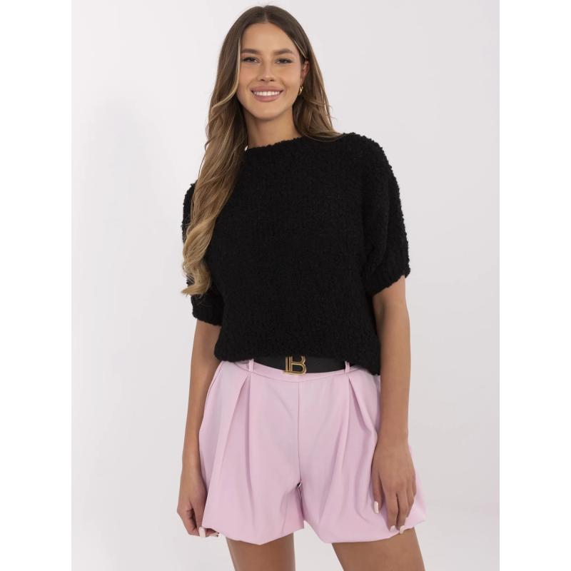 Fluorescenčný ružový dámsky oversized sveter s rolákom