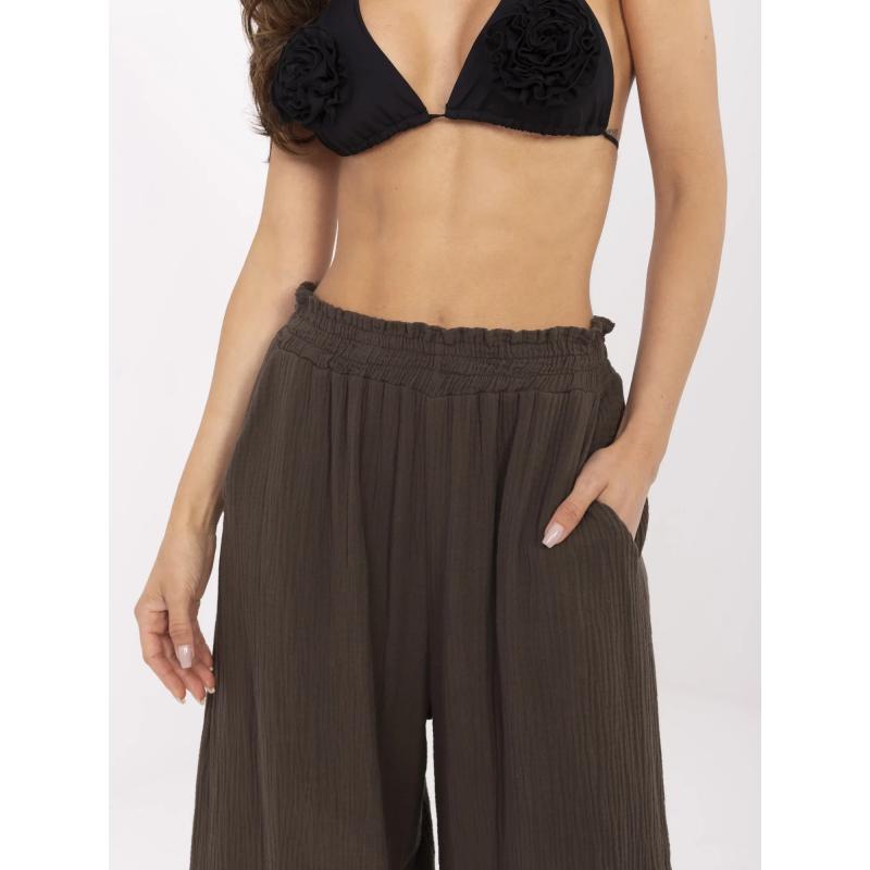 Sötétbarna muszlin nadrág zsebekkel