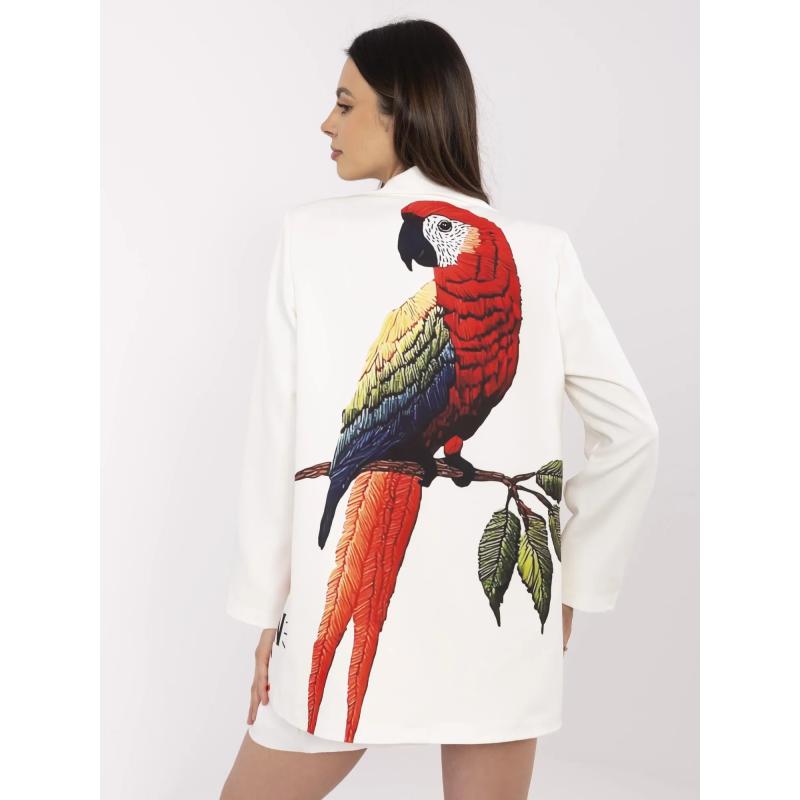 Krémová dámska bunda s tropickým potlačou