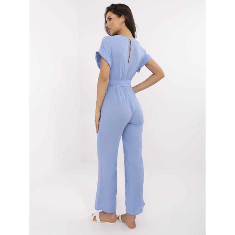 Modré mušelínové kombinézy s výstřihem do V