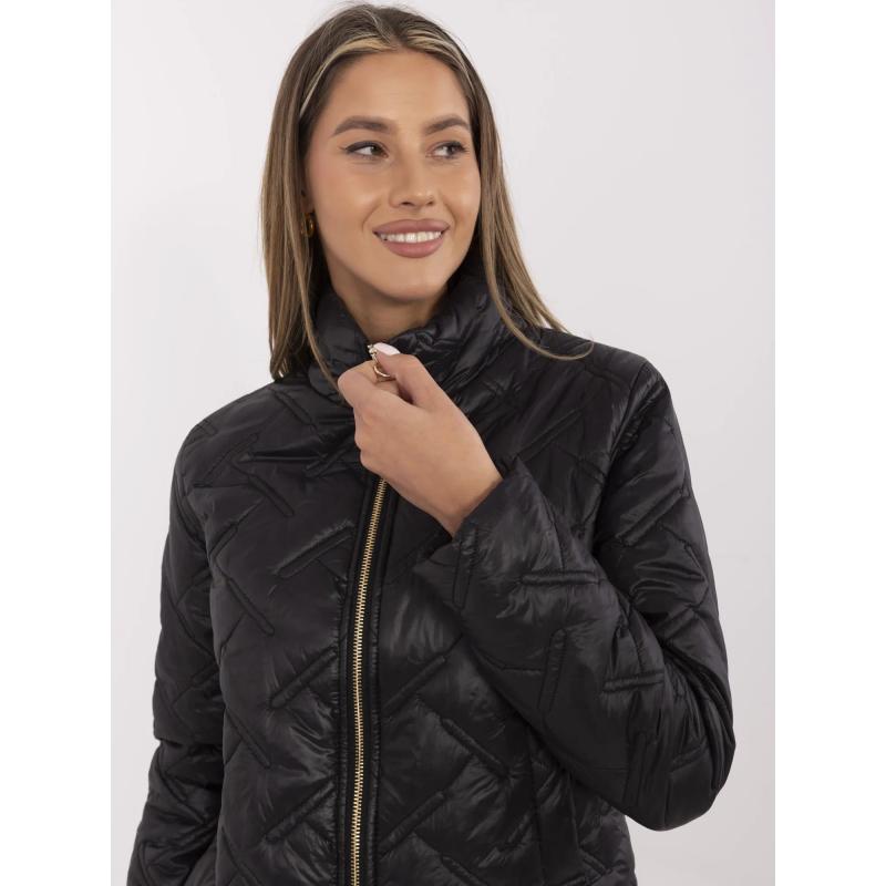 Černá prošívaná dámská bunda bez kapuce
