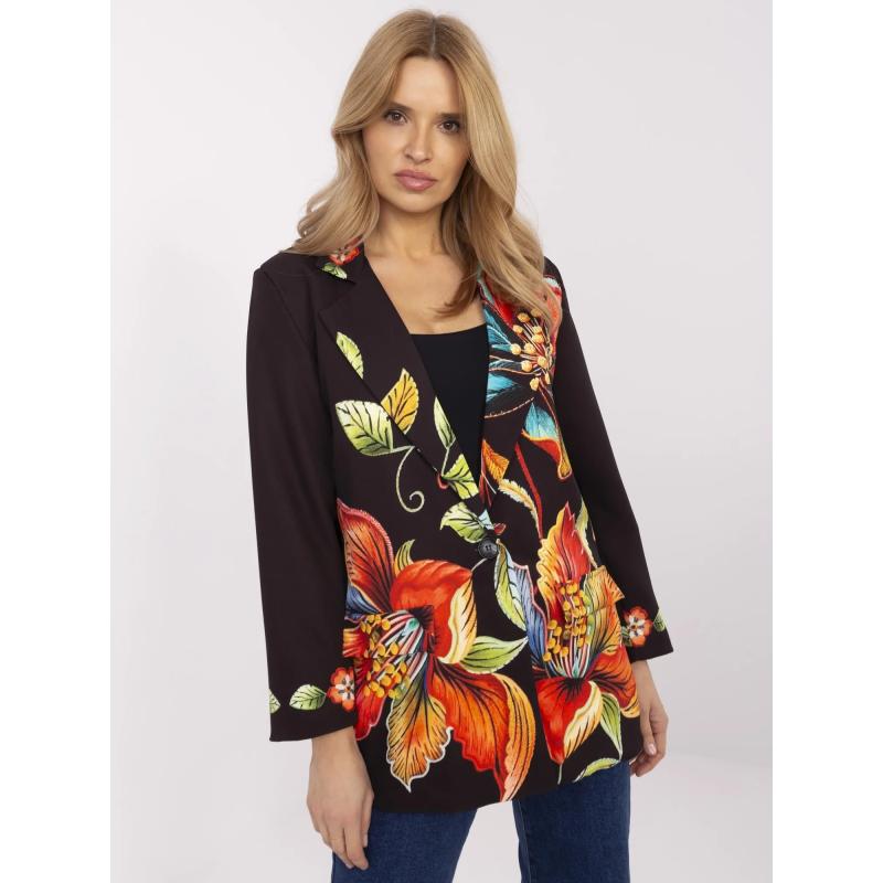 Černá dámská sako s květinovým potiskem