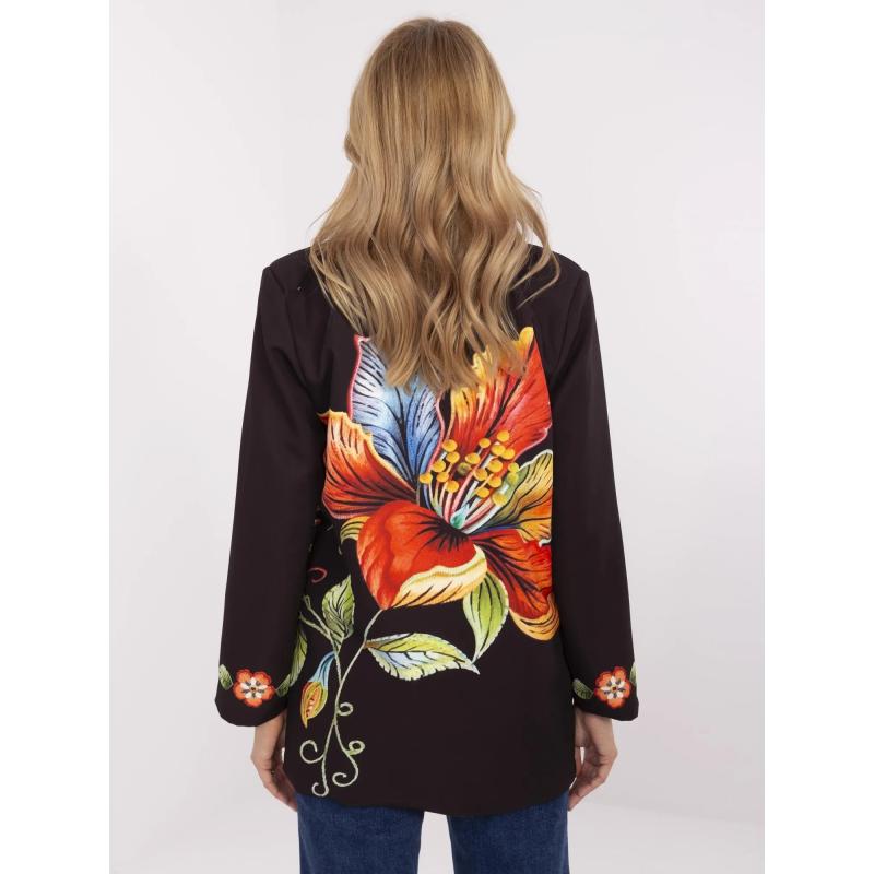 Černá dámská sako s květinovým potiskem