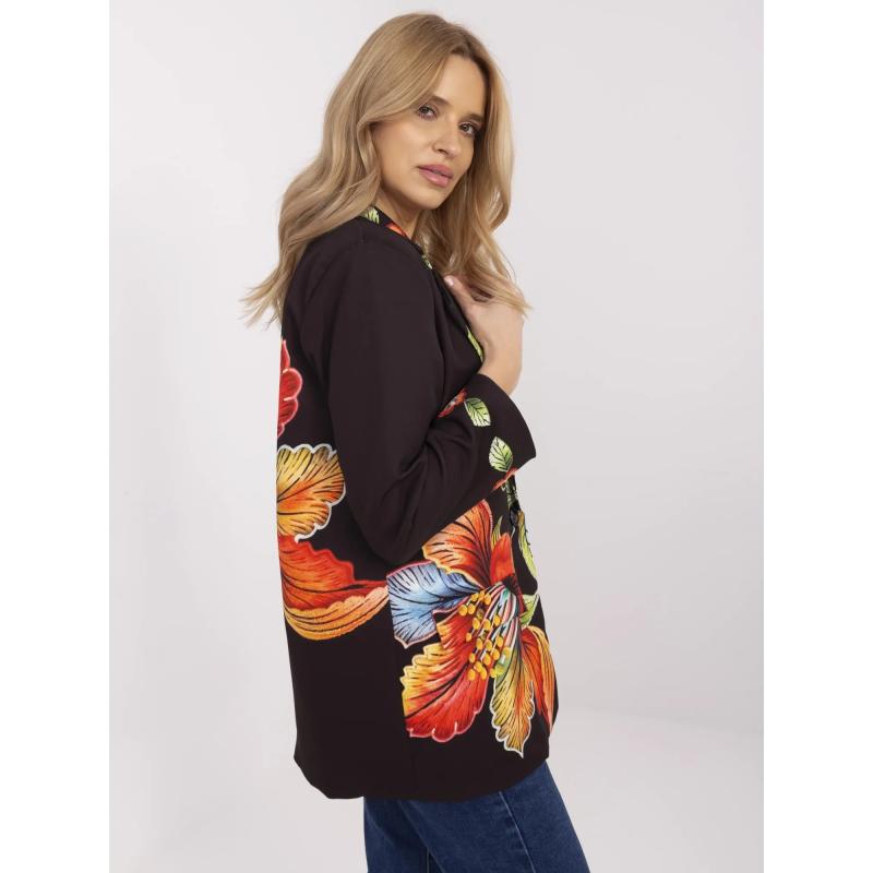 Černá dámská sako s květinovým potiskem
