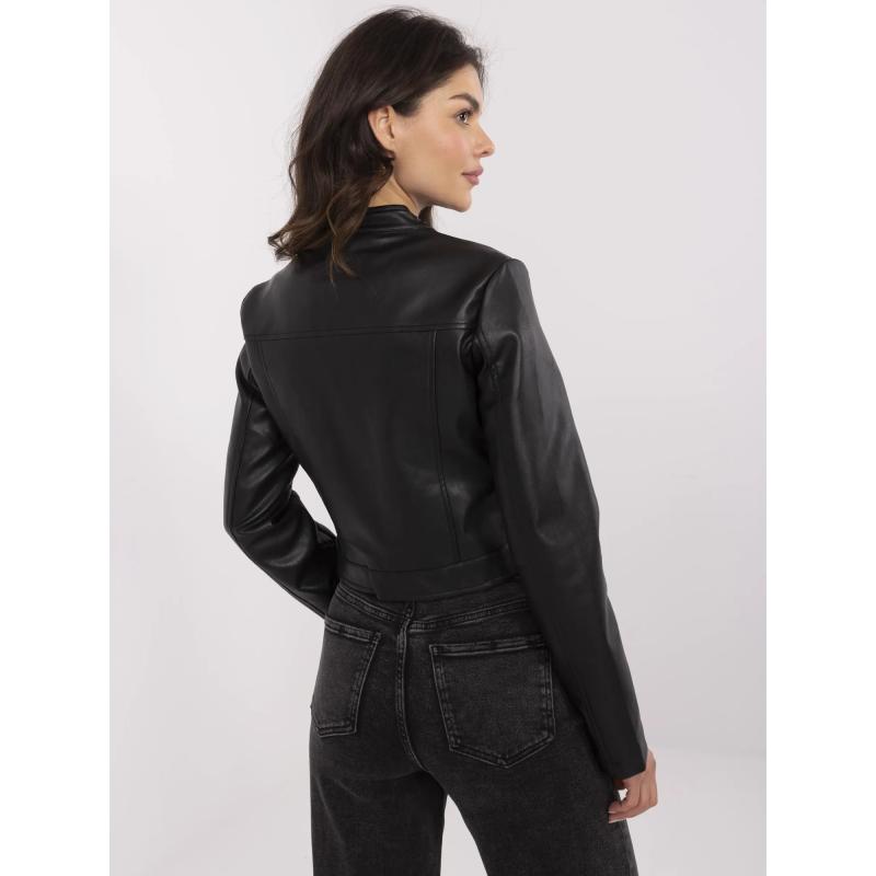 Čierna dámska motorkárska bunda z eko kože
