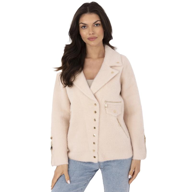 Svetlo béžová bunda z alpaky s vreckami