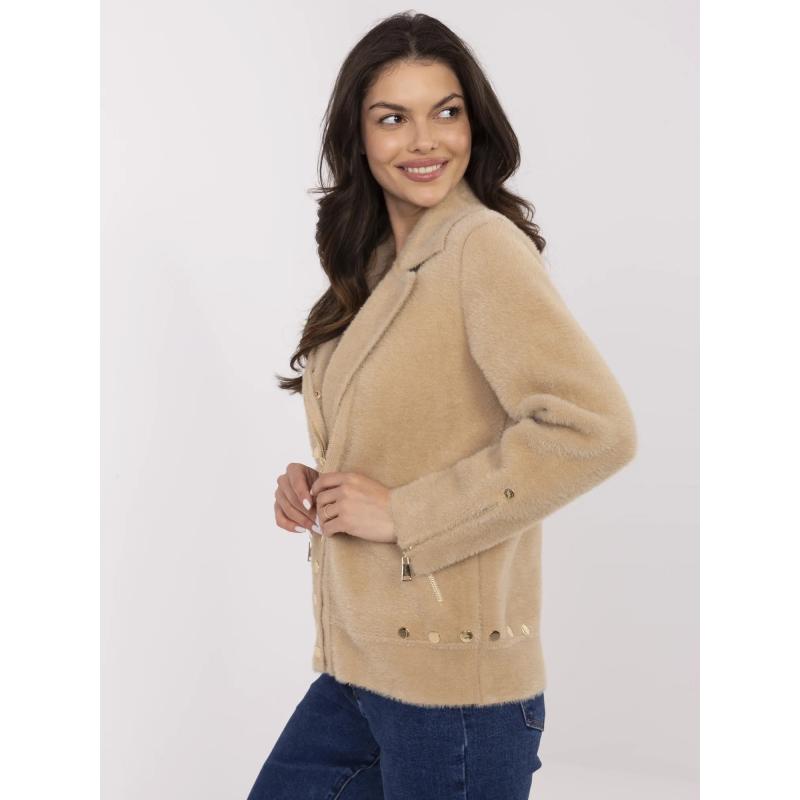 Bézs alpaka kabát gyapjú keverékkel