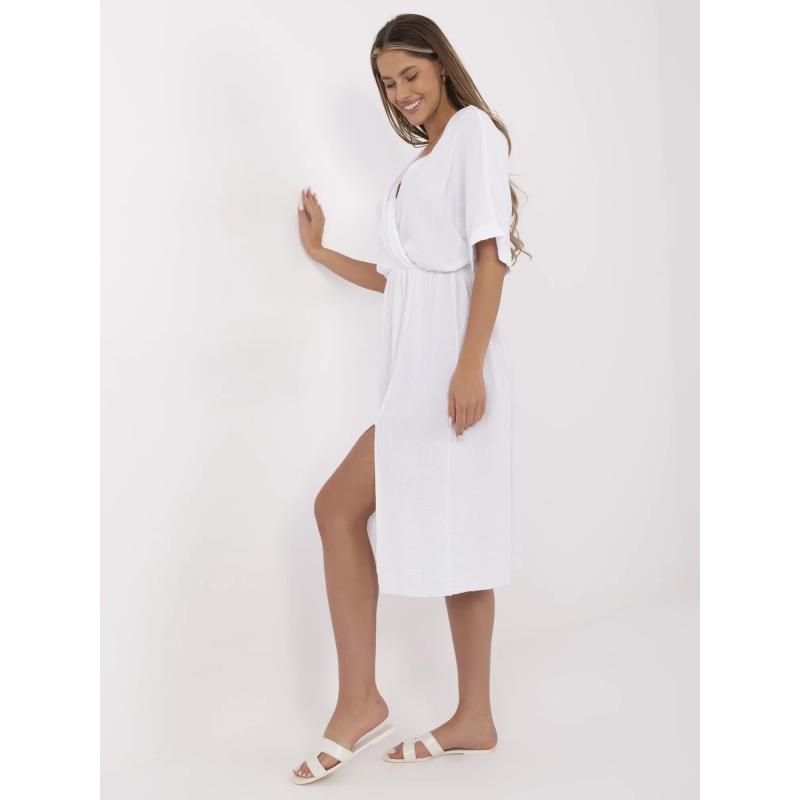 Bílá mušelínová šaty s krátkými rukávy