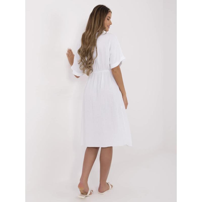 Bílá mušelínová šaty s krátkými rukávy