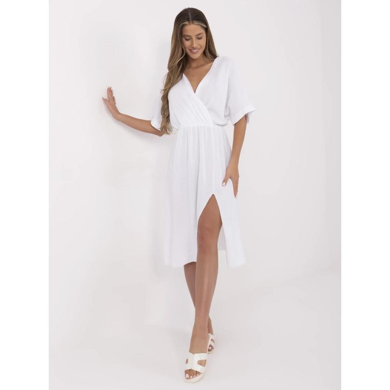 Bílá mušelínová šaty s krátkými rukávy