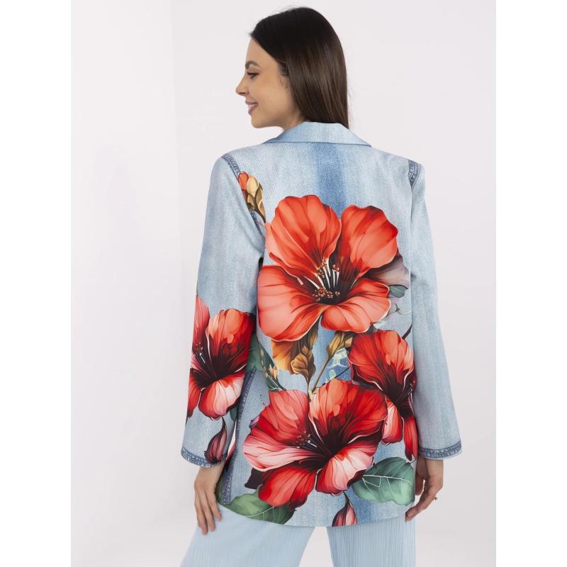 Modrá dámska bunda z imitácie denimu