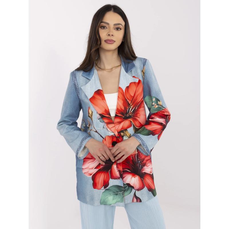 Kék női kabát imitált denimből