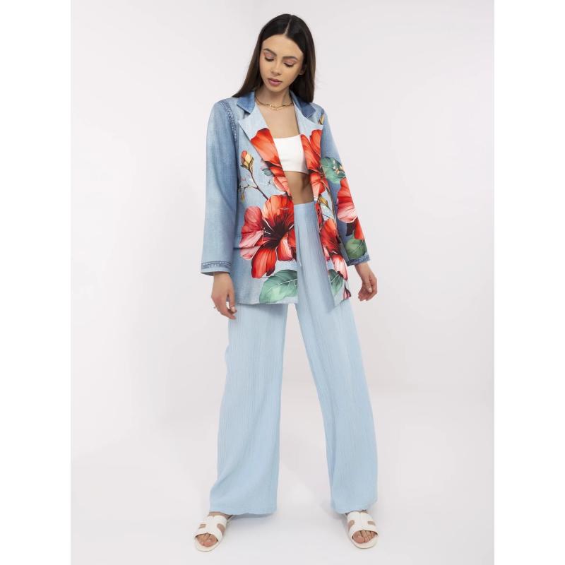 Kék női kabát imitált denimből