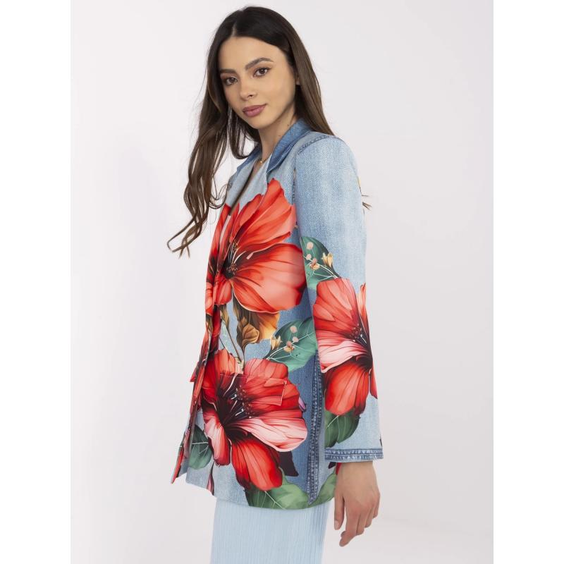 Kék női kabát imitált denimből