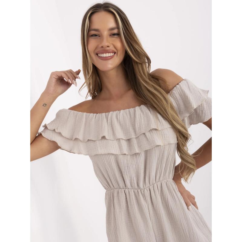 Bézs muszlin overall V-kivágással