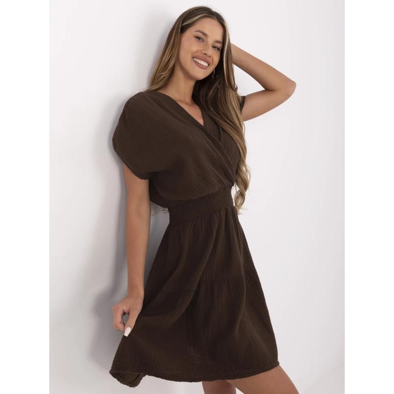 Csokoládé muszlin ruha táguló szoknyával