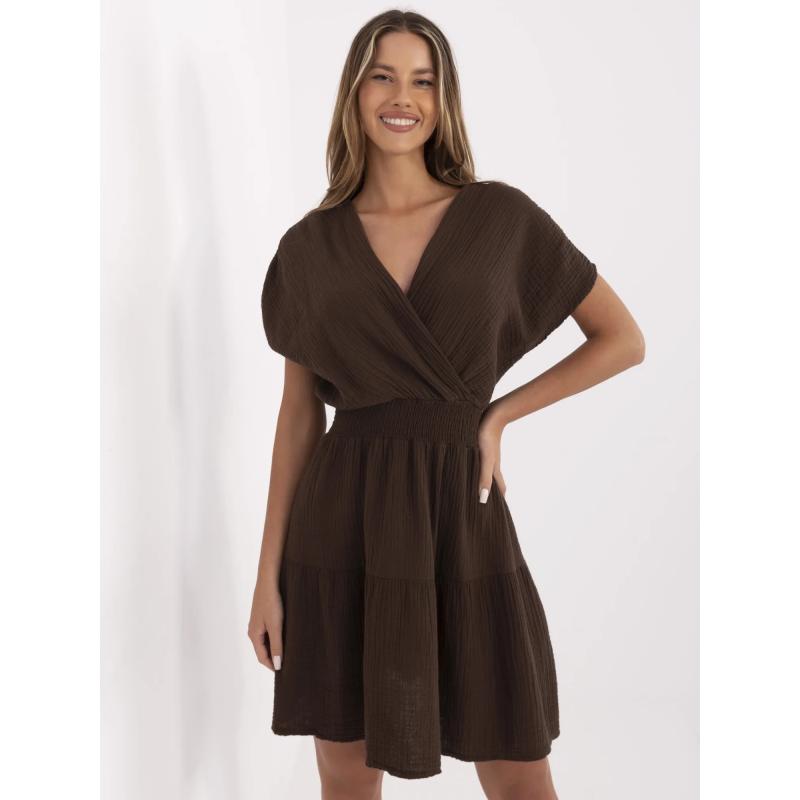 Csokoládé muszlin ruha táguló szoknyával