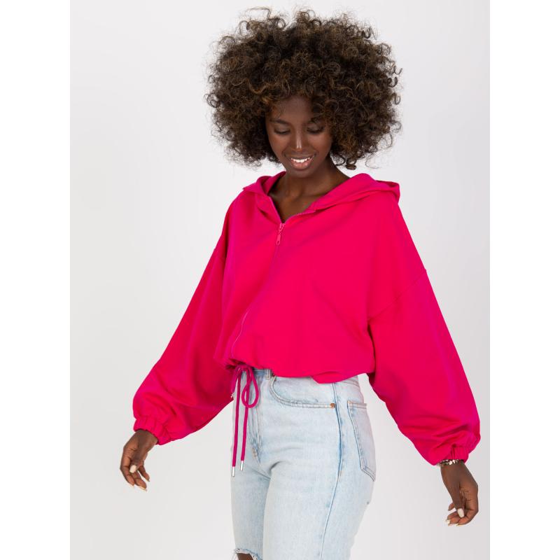Fuchsiová basic mikina s širokými rukávy RUE PARIS