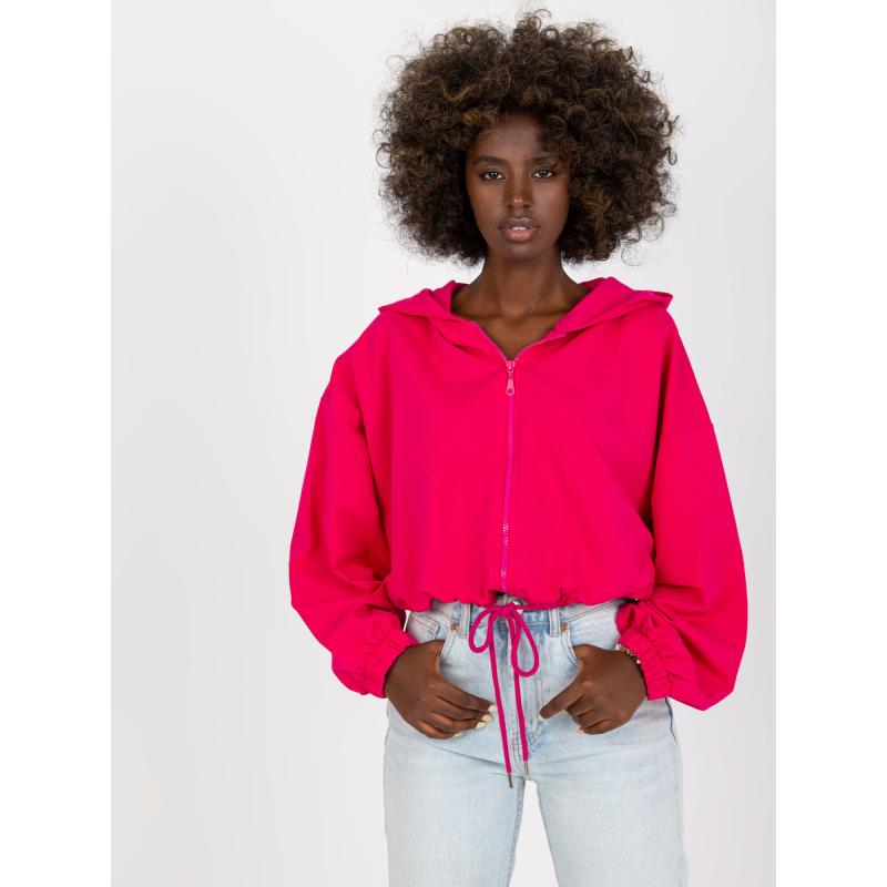 Fuchsiová basic mikina s širokými rukávy RUE PARIS