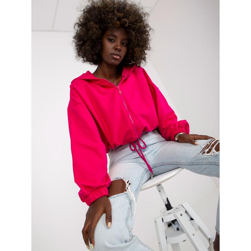 Fuchsiová basic mikina s širokými rukávy RUE PARIS