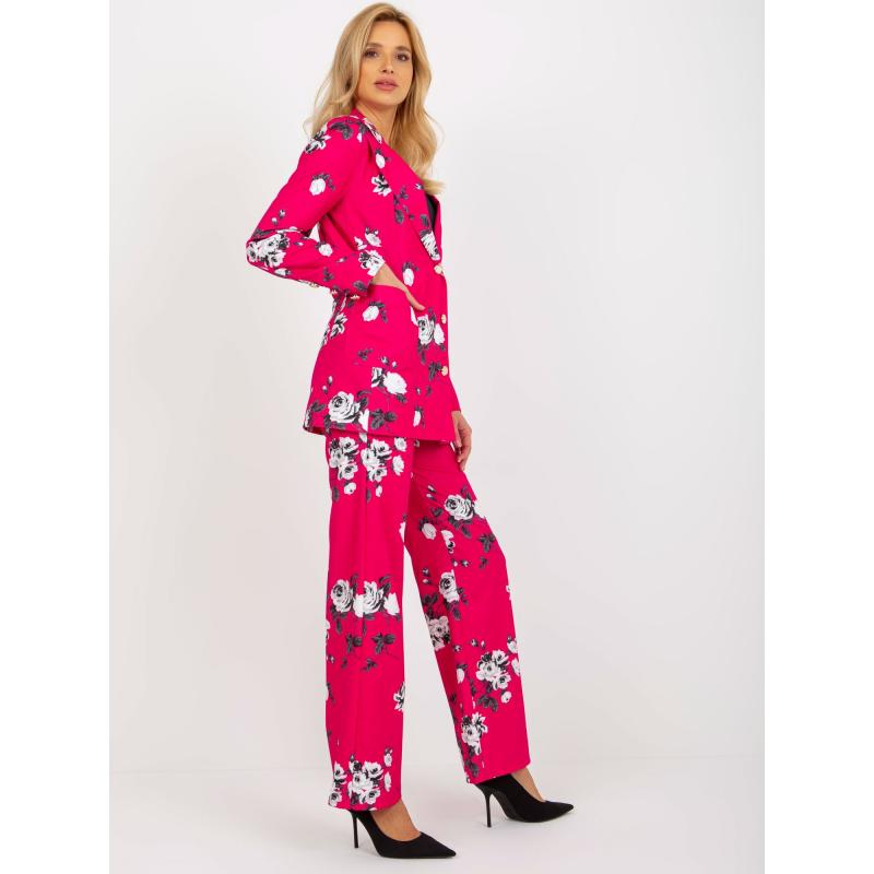 Fuchsiová elegantná bunda s kvetinovým vzorom zo súpravy