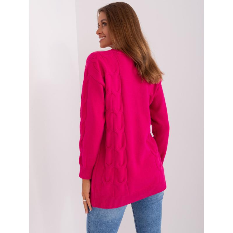 Fuchsiový dámsky sveter s copmi