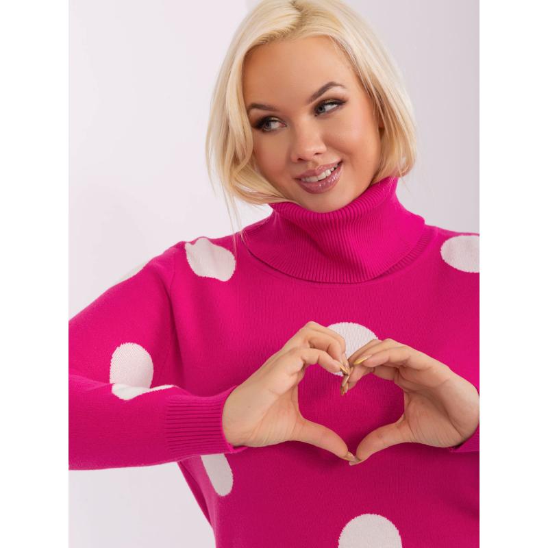 Fuchsiový dlhý oversized sveter s nápisom RUE PARIS