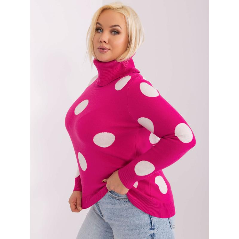 Fuchsiový dlhý oversized sveter s nápisom RUE PARIS